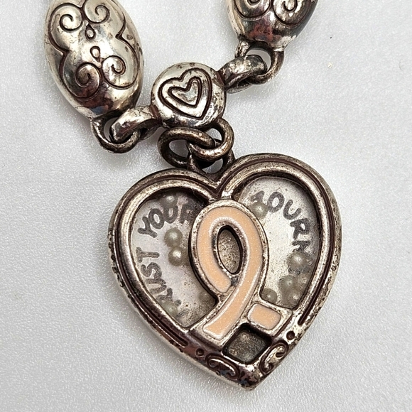 Brighton Power of Pink Bracelet Love Heals Link Silver Tone Breast Cancer Ribbon - Picture 4 of 8